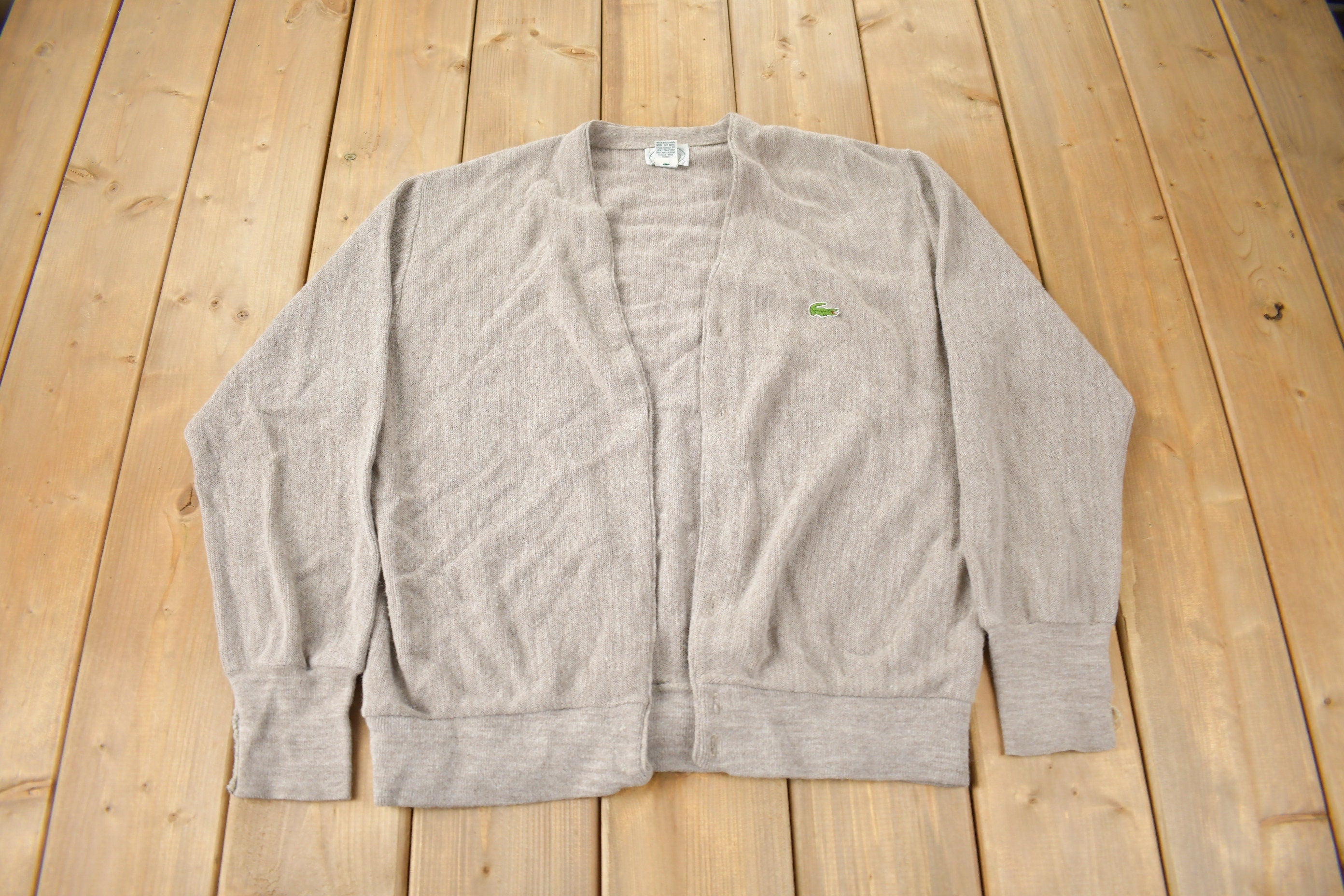 Vintage 1980s IZOD Lacoste Knit Cardigan Sweater