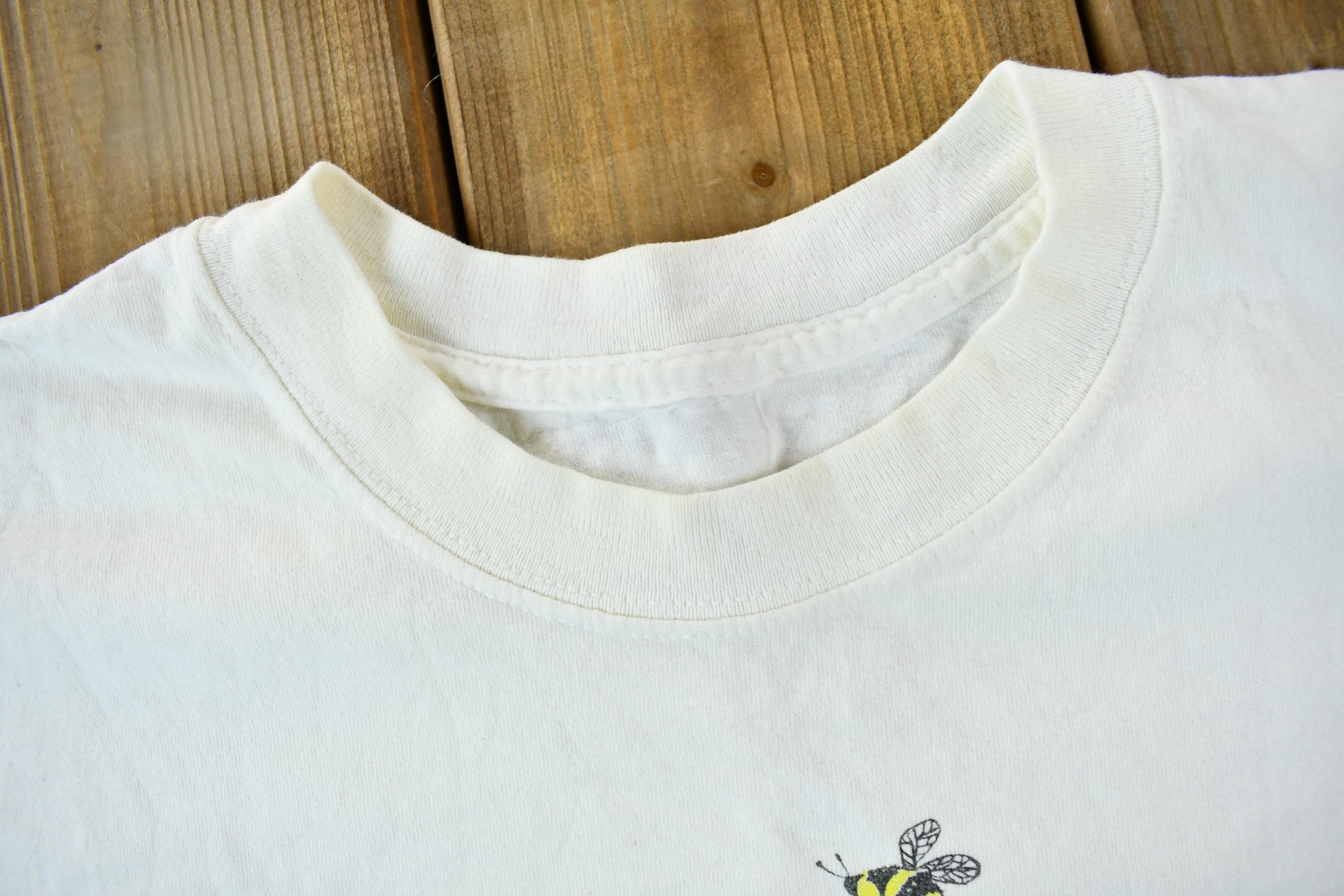 Vintage 1990s Let It Bee Flower 7 Bees Single Stitch Graphic T-Shirt
