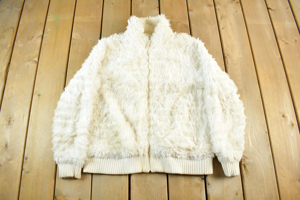 Vintage 2000s Next Deep Pile Fuzzy Fleece Sweater Jacket Women's Small