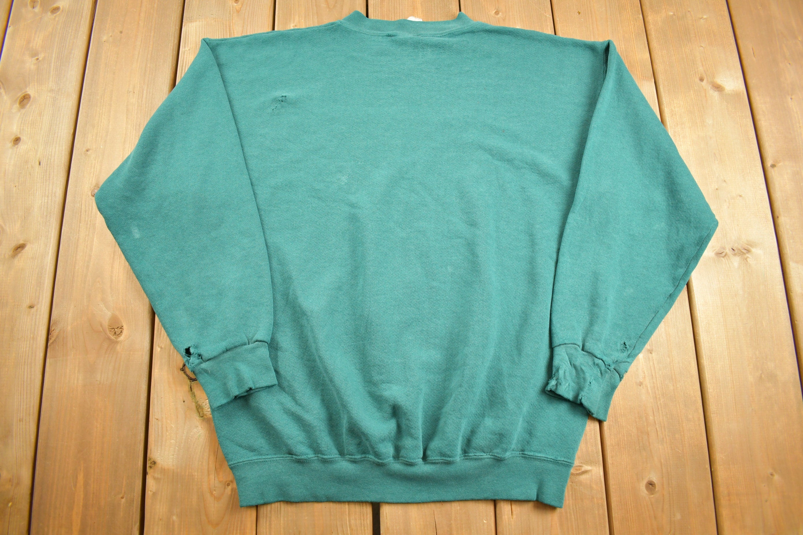 Vintage 1990s Green Franklin Sports Blank Crewneck Sweatshirt Size Medium