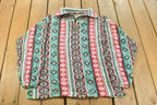 Vintage 1990s Nordic Abstract Pattern Fleece Quarter Zip Sweater Men's Medium