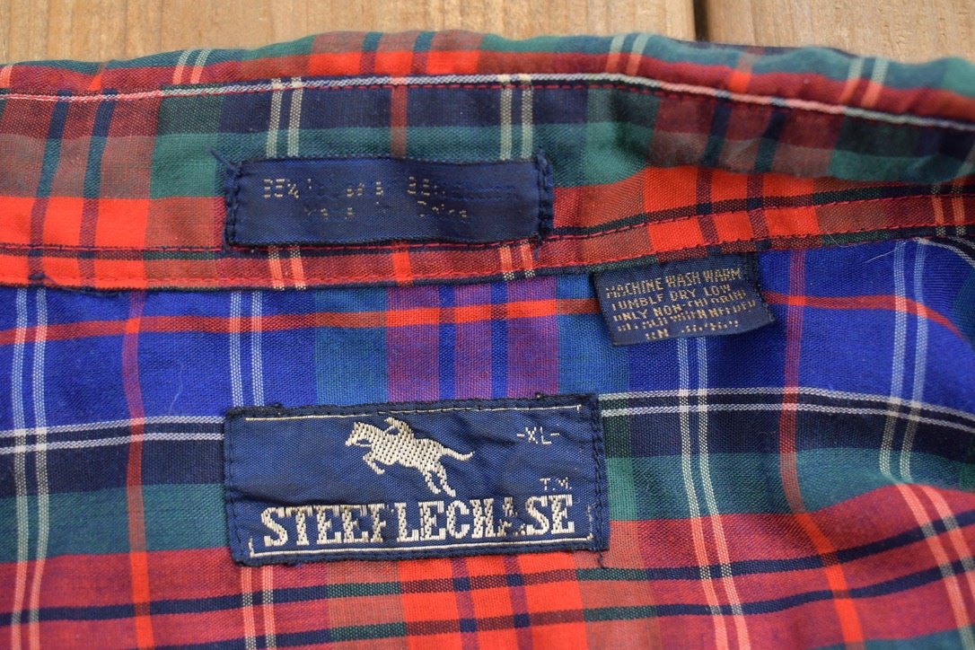 Vintage 1990s Steeplechase Plaid Button Up Shirt