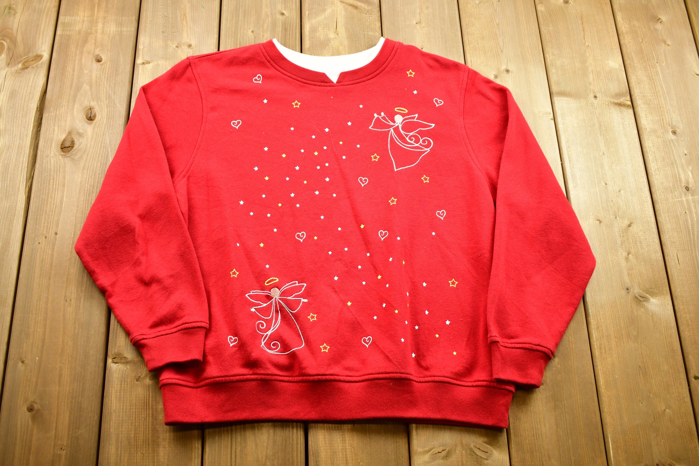 Vintage 1990s Angel Graphic All Over Print Sweater