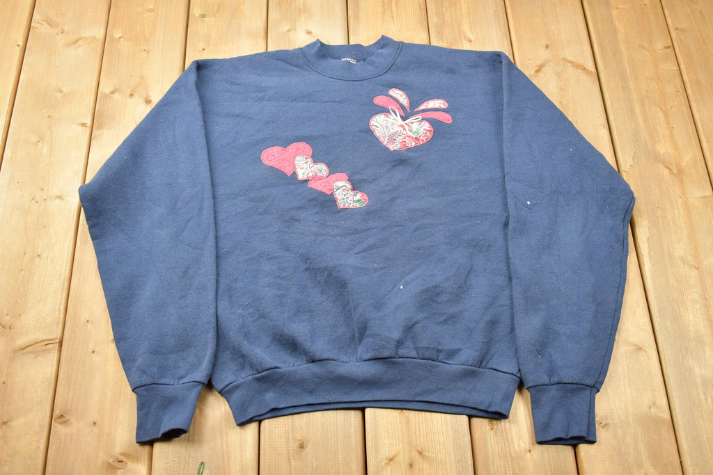 Vintage 1990s Cute Heart Theme Crewneck Sweater