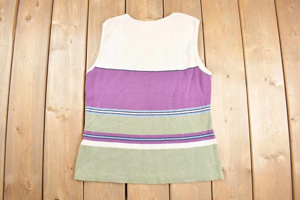 Vintage 1990s Northern Reflections Striped Knit Tank Top