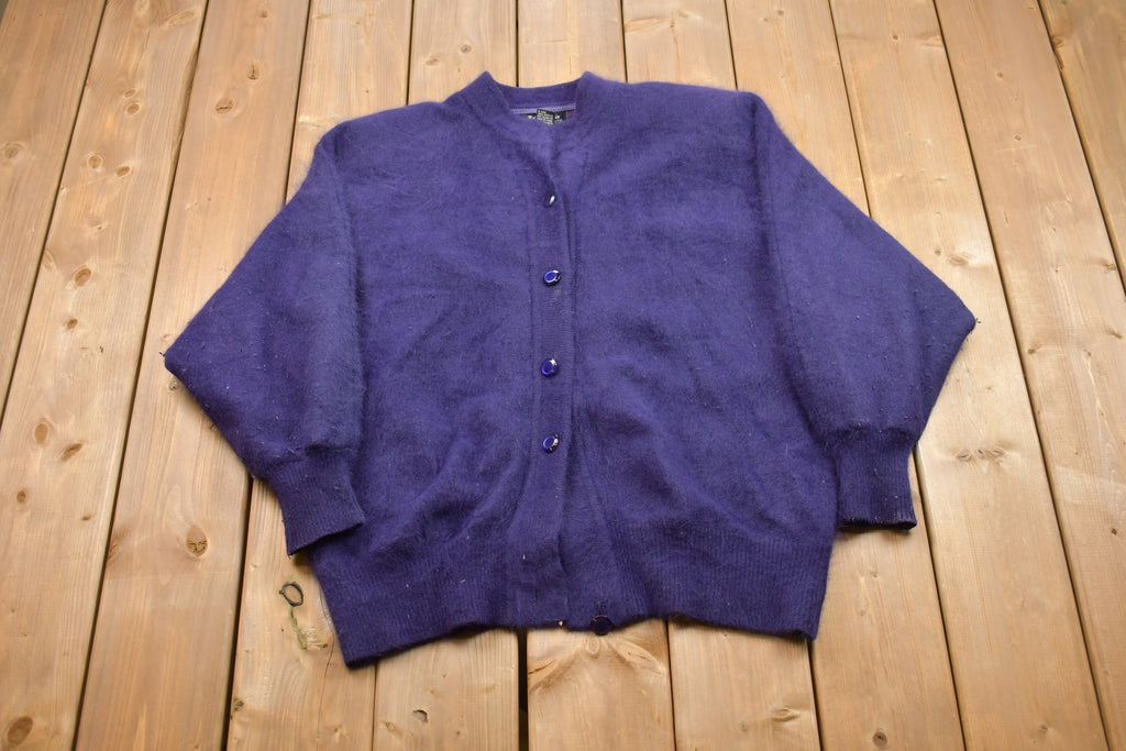 Vintage 1990s Venehsa Furry Knit Lined Button Up Top