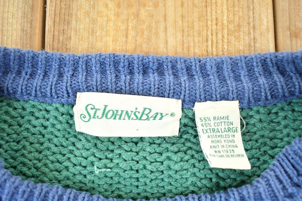 Vintage 1990s St Johns Bay Knit Abstract Pattern Crewneck Sweater Mens XL