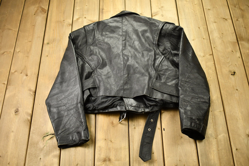 Vintage 1990s First Genuine Leather Biker Jacket