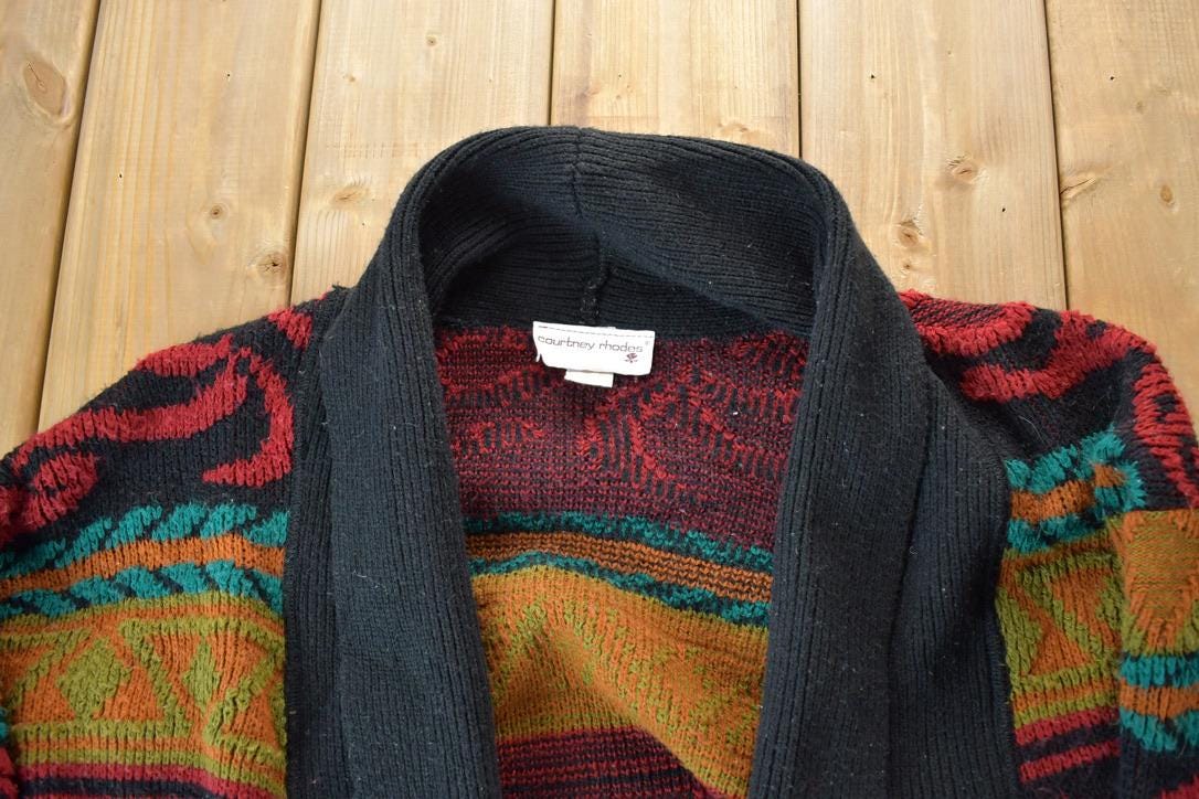 Vintage 1990s Courtney Rhodes Knit Open Long Sweater