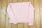 Vintage 1990s Eddie Bauer Pink Cable Knit Crewneck Sweater  90s Crewneck  Made In USA  Preppy Knit