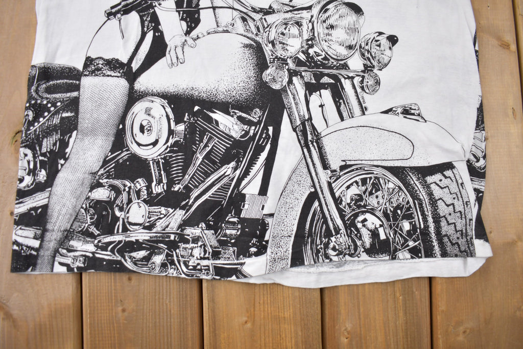 Vintage 1990s Motorcycle Chick Graphic T Shirt