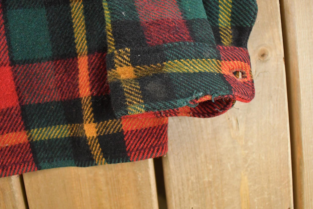 Vintage 1960s Red Plaid True Vintage Flannel Shirt Jacket Men's XL /