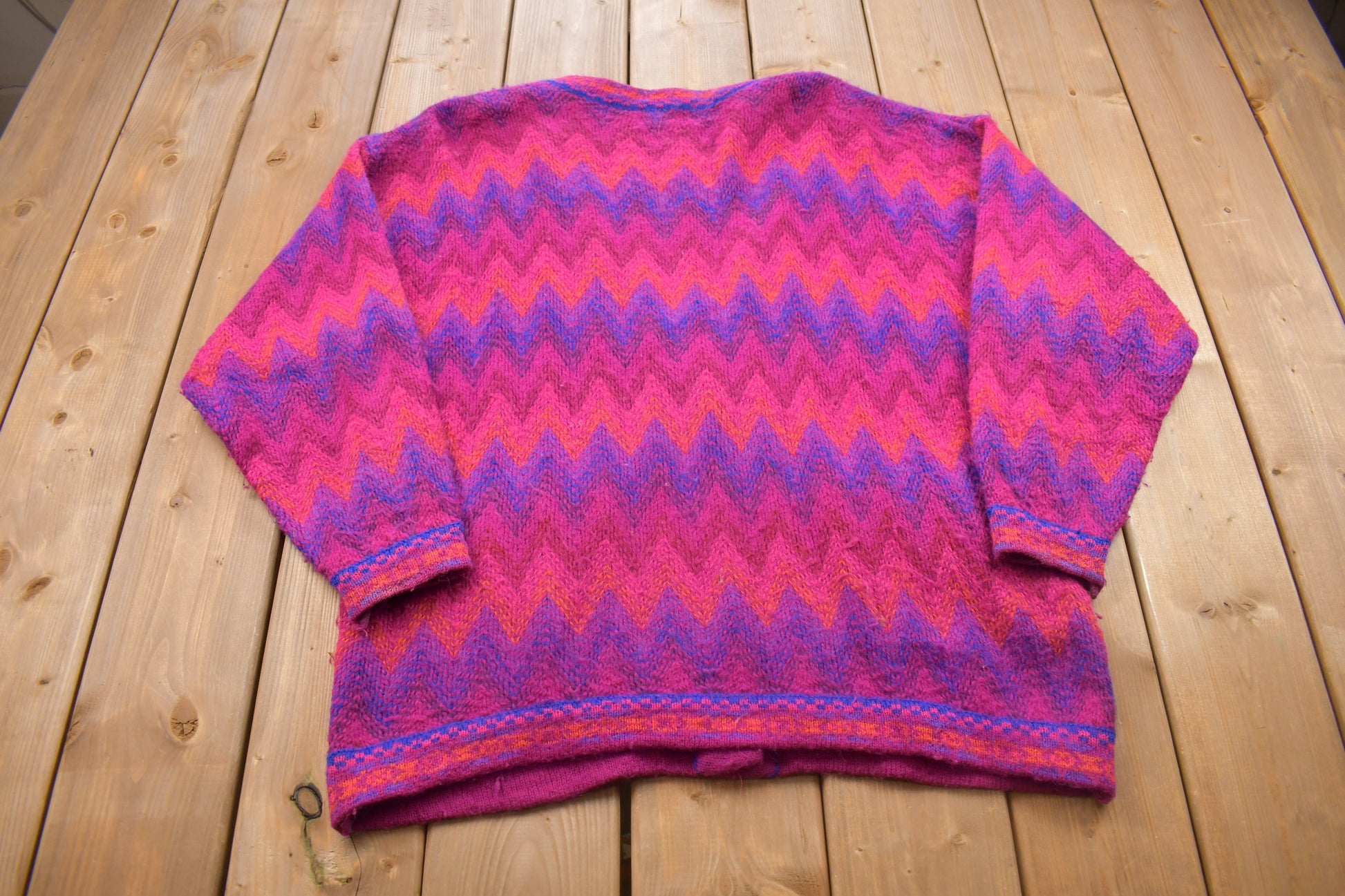 Vintage 1990s Boundary Waters Pink Knitted Cardigan Sweater