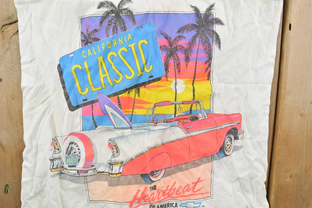 Vintage 1991 Chevrolet Heartbeat Of America Neon California Surfing Graphic Tank top