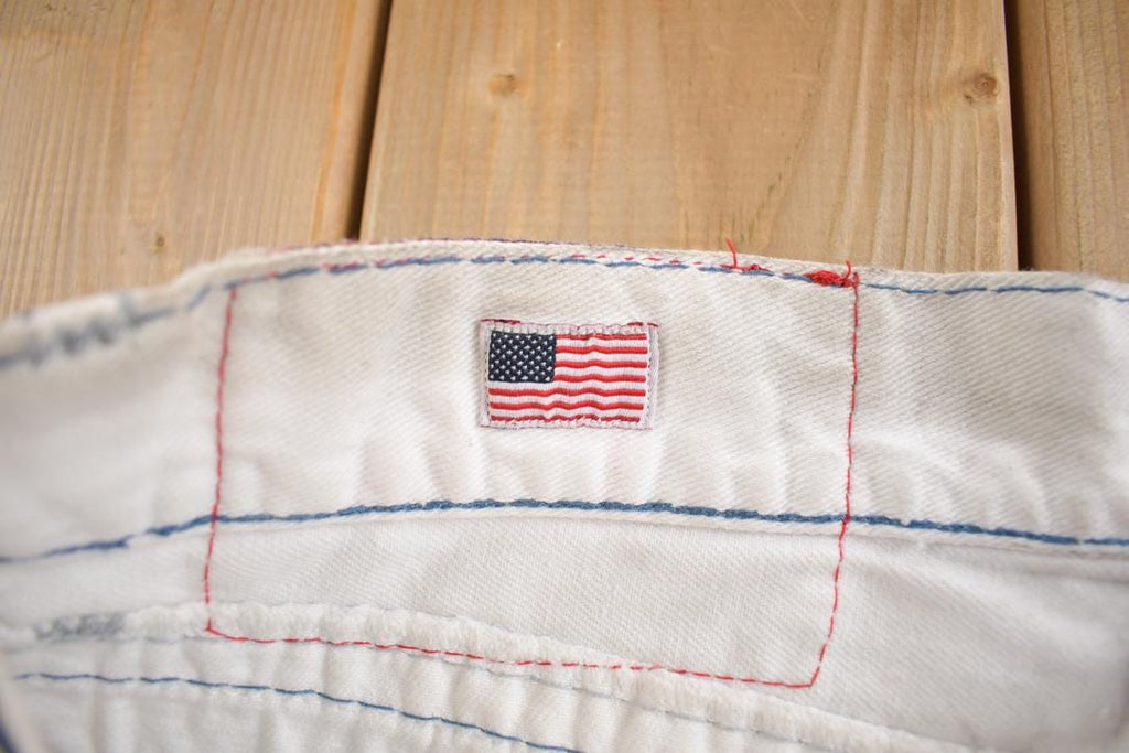 Vintage 2000s True Religion Embroidered White Denim Pants Size 38x30