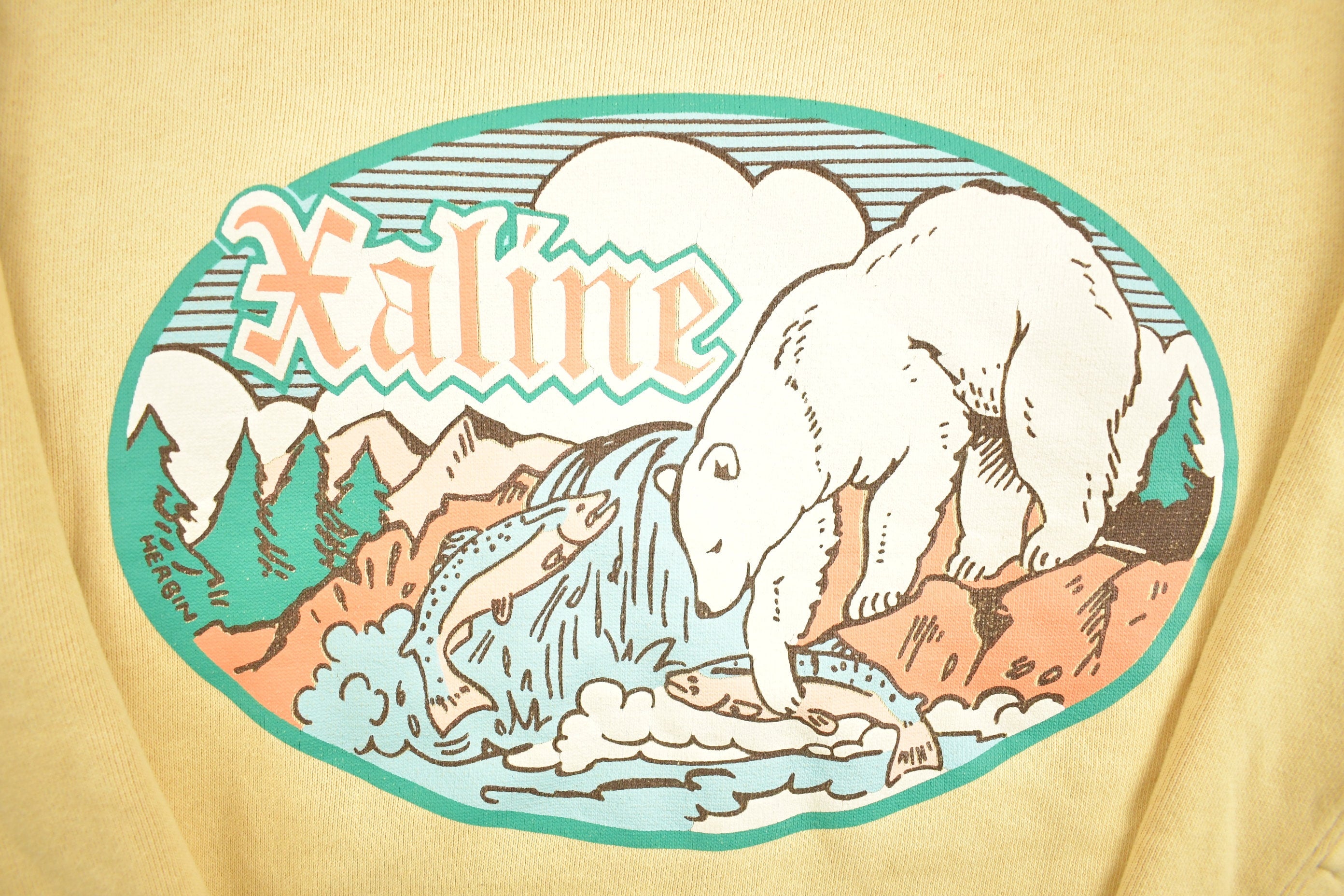 Vintage 1980s Xaline Polar Bear Fish Theme Turtleneck