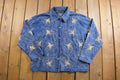 Vintage 1990s Abstract Pattern Denim Chain Stitched Jean Jacket