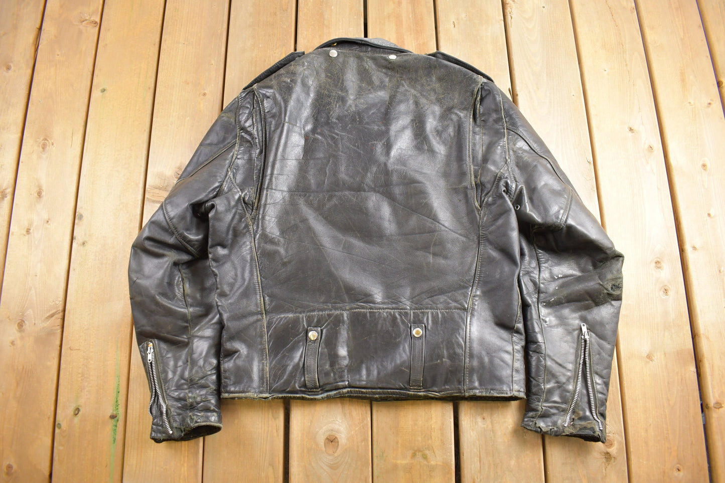 Vintage 1980s Leather Biker Jacket / Motorcycle Jacket / Leather Coat / Vintage Biker Jacket / Heavy Weight /