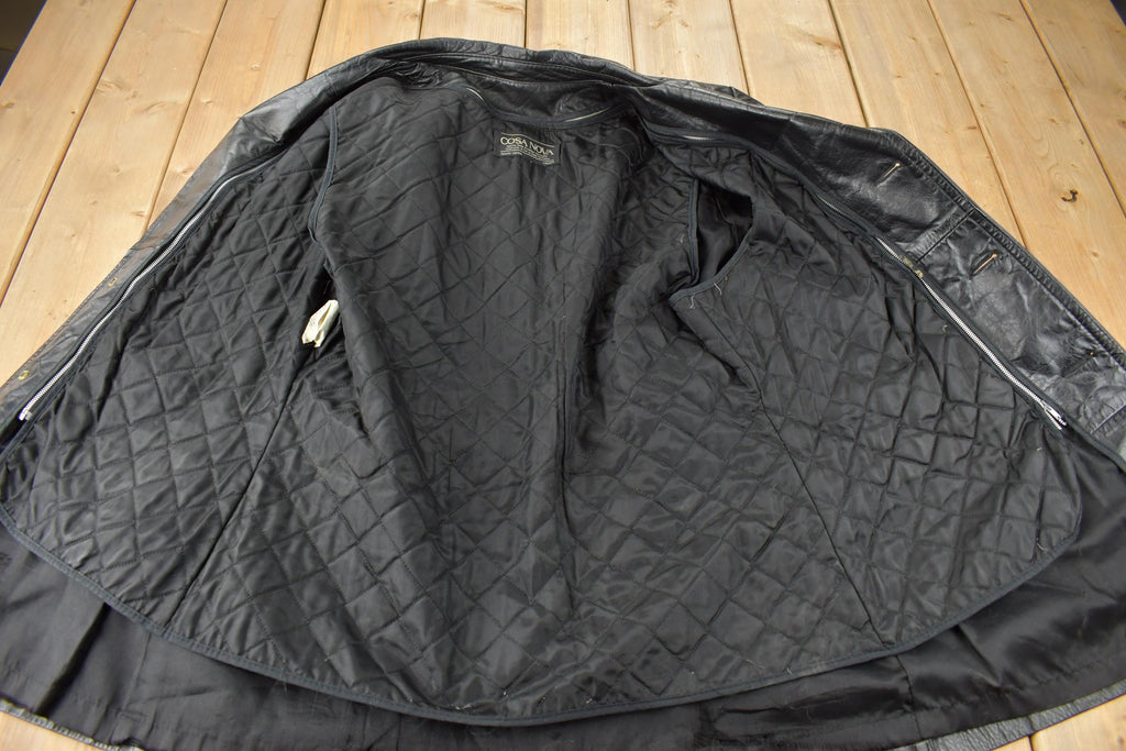 Vintage 1980s Cosa Nova Women's Full Length Leather Trench Coat made In Canada