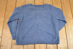 Vintage 1990s LL Bean Cable Knit Cardigan Sweater Women's M / Preppy Knit Cardigan / Fancy Knit Vintage Cardigan