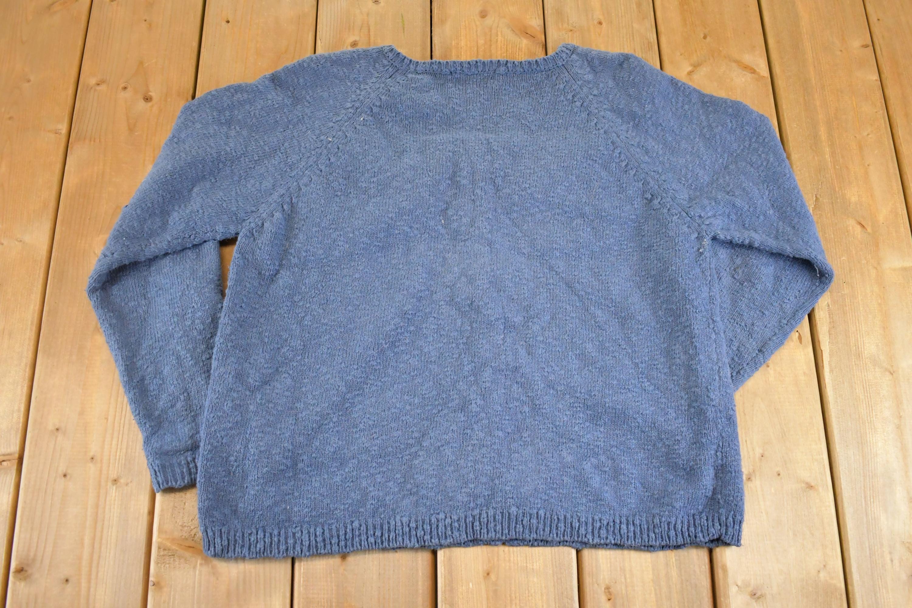 Vintage 1990s LL Bean Cable Knit Cardigan Sweater Women's M / Preppy Knit Cardigan / Fancy Knit Vintage Cardigan