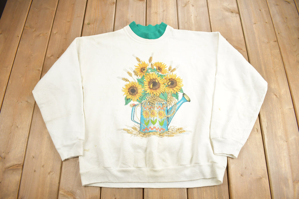 Vintage 1990s Sunflower Double Collar Crewneck Sweater