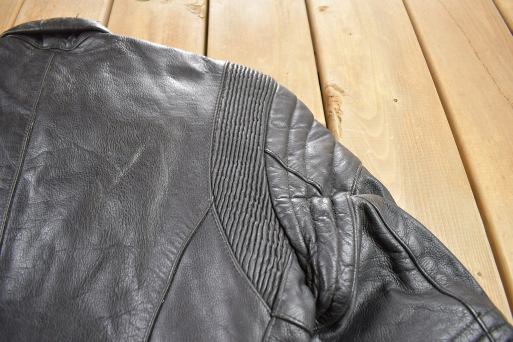 Vintage 1990s MQP Cafe Racer Leather Biker Jacket