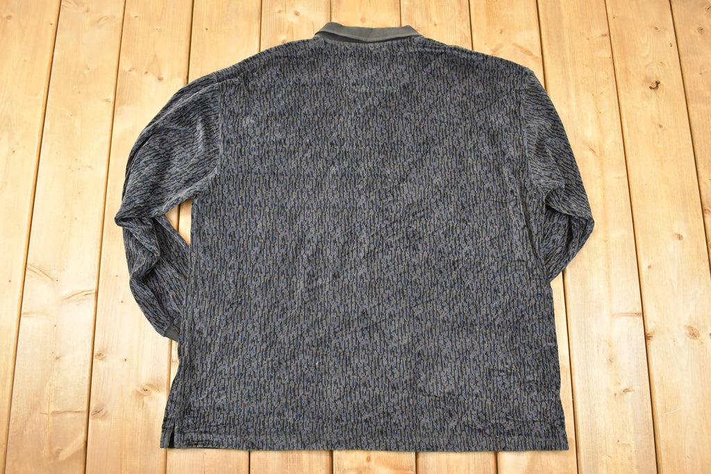 Vintage 1990s Abstract Knit Quarter Button Sweater Men's XL /
