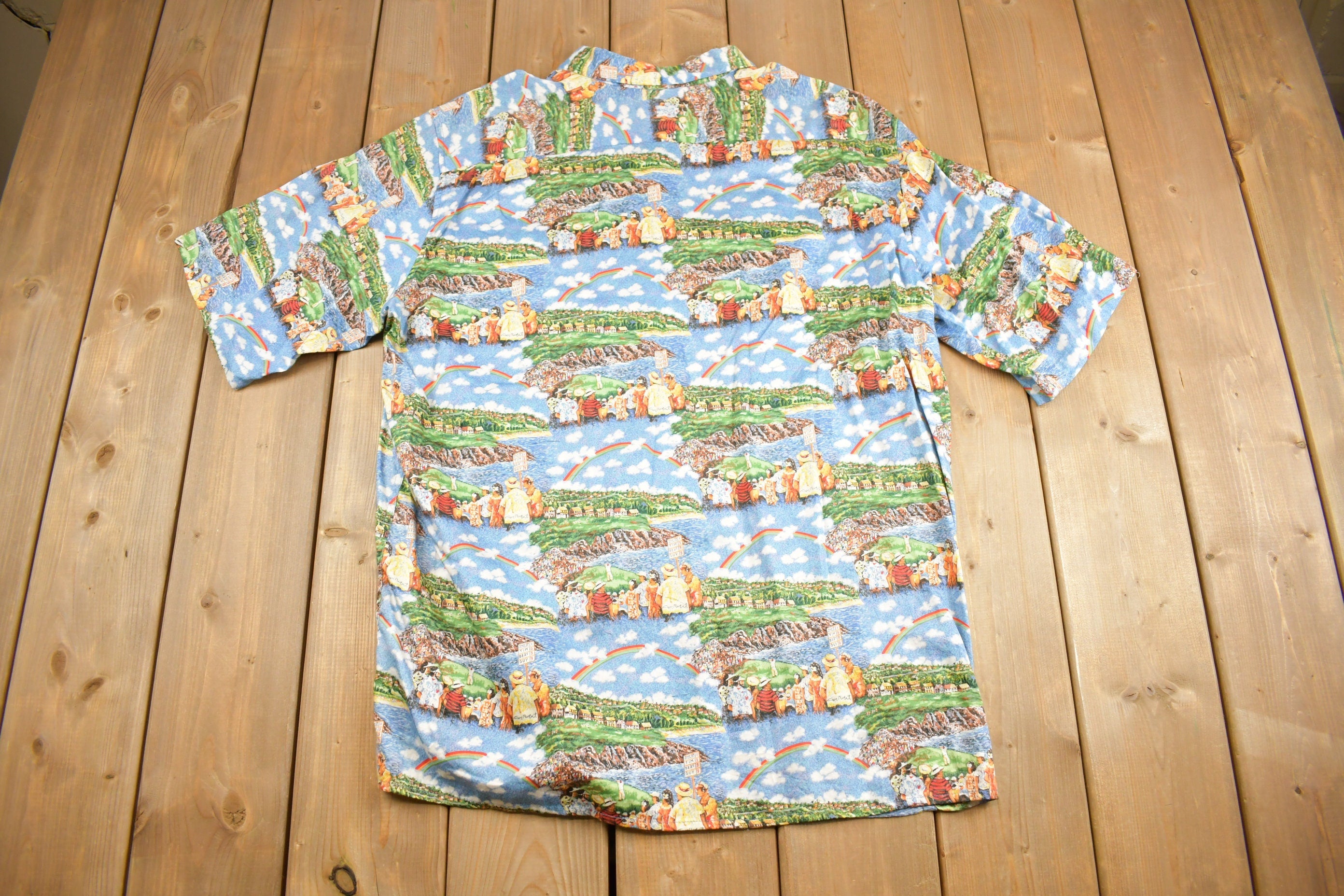 Vintage 1990s Reyn Spooner Egyptian Cotton All Over Print Golf Shirt