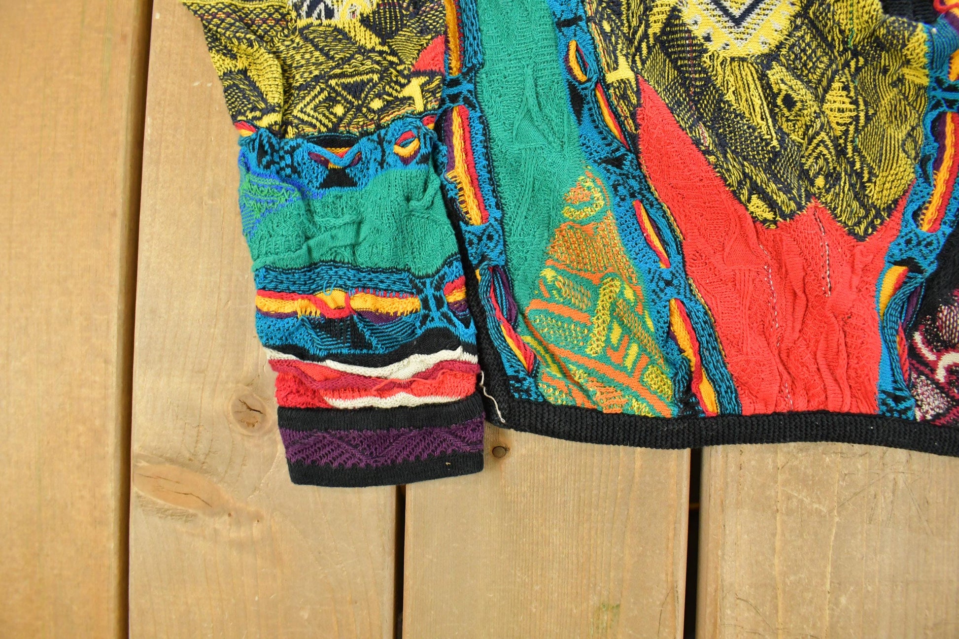 Vintage 1990s Coogi Quarter Zip 3D Knit Abstract Crewneck Sweater Women's S