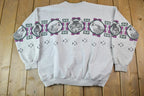 Vintage 1990s Art Unlimited Howling Wolf All Over Print Crewneck