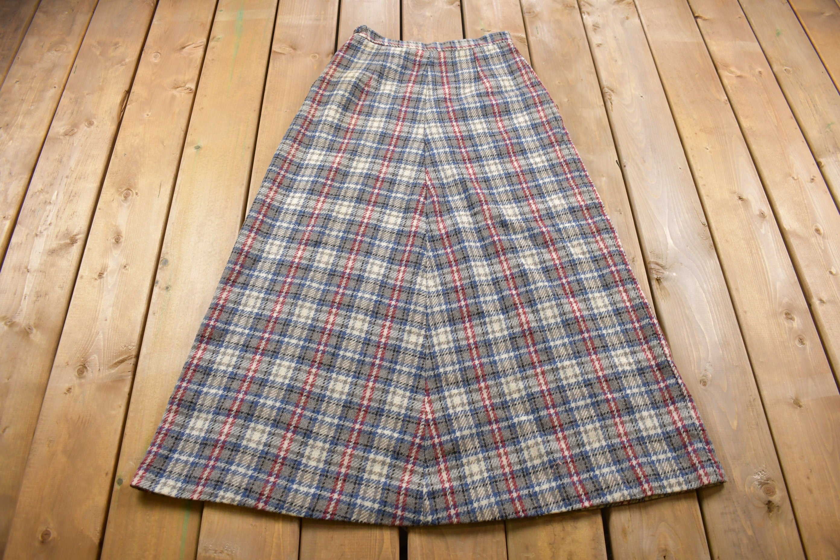 Vintage 1980s Plaid Long Skirt Size 28 x 40