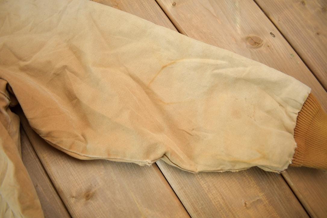 Vintage 1980s Distressed Carhartt Beige Active Jac Jacket Size X Large Made In USA