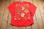 Vintage 1990s Snowman Christmas Sweater , 90s Holiday Crewneck , Winter Wear , Festive Graphic Print , Made In USA , Ribbed Collar