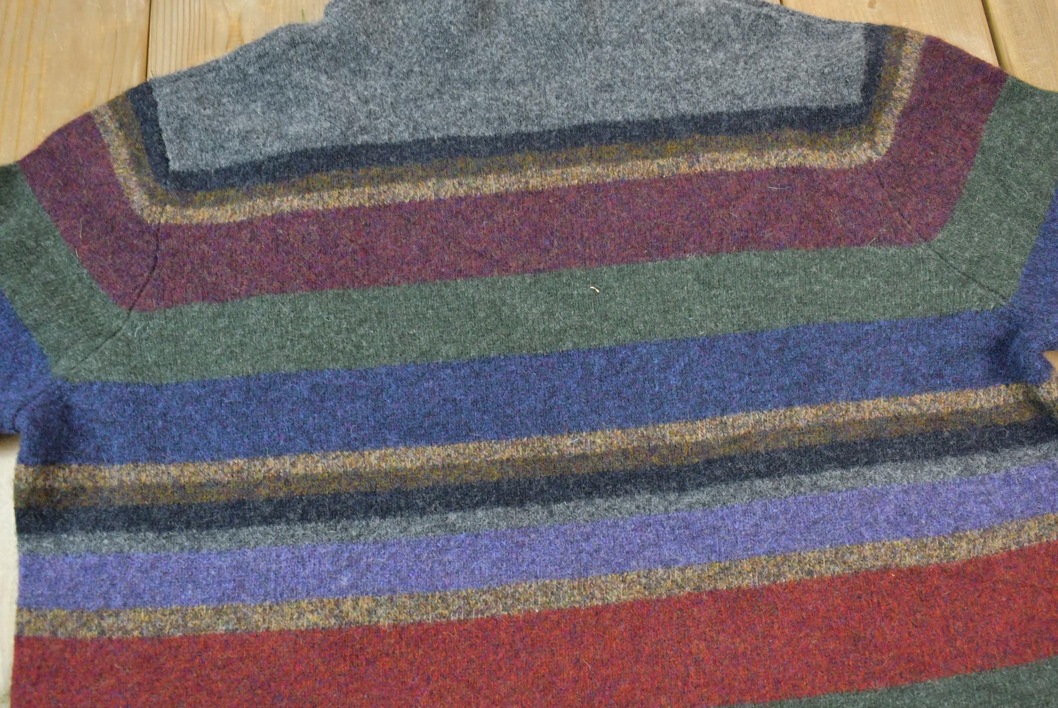 Vintage 1990s Lauren Ralph Lauren Striped Knit Women's Sweater / Vintage Ralph Lauren / Lambswool