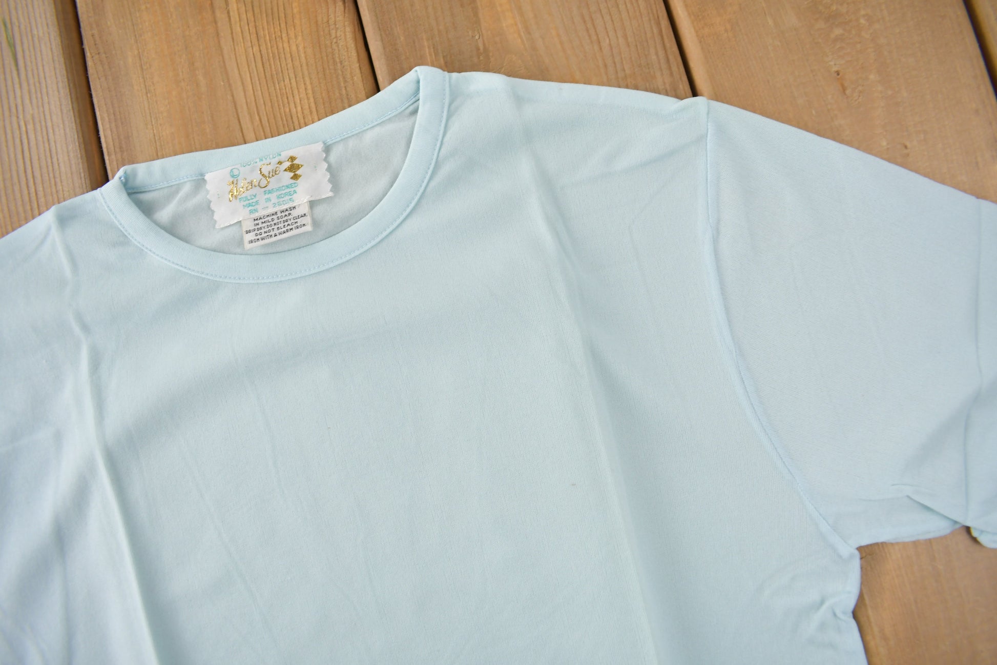 True Vintage 1960s Deadstock Helen Blank Blue Nylon T Shirt