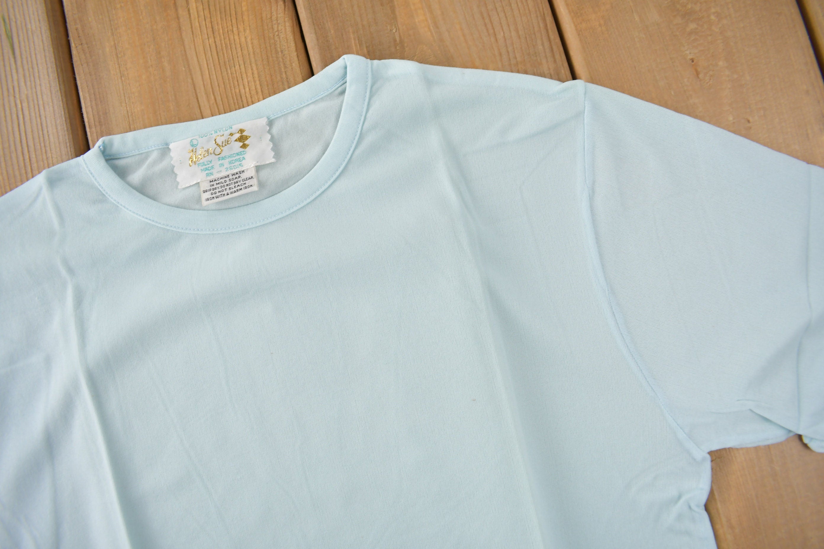 True Vintage 1960s Deadstock Helen Blank Blue Nylon T Shirt