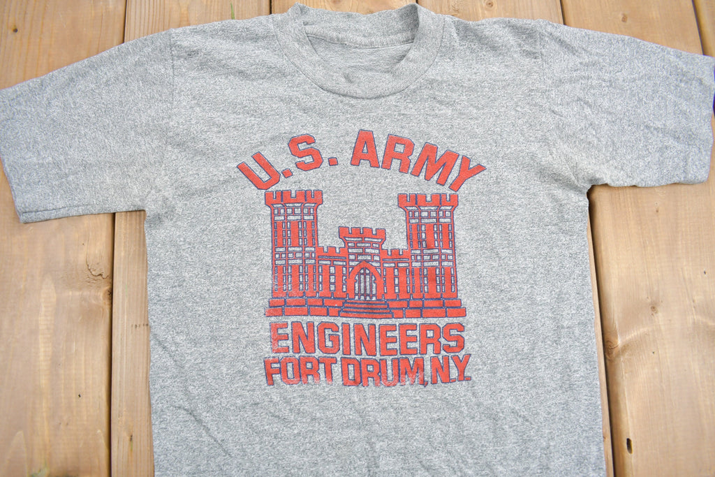 Vintage 1980s Army Engineers Fort Drum NY Graphic T Shirt