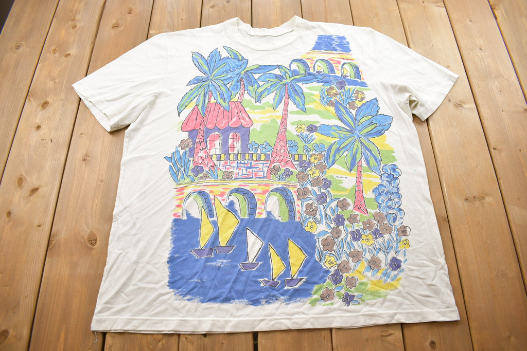 Vintage 1994 All Over Print Tropical Graphic T-Shirt
