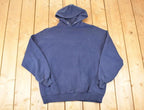 Vintage 1990s Jerzees Blank Navy Hoodie Sweatshirt Men's L