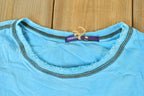 Women Vintage Vigoss Y2K Blank Blue T-Shirt / Vigoss Grunge Skull Print / Contrast Stitch / Internet Famous Clothing / Over Dyed