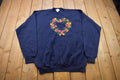 Vintage 1990s Floral Heart Crewneck Crewneck Sweatshirt