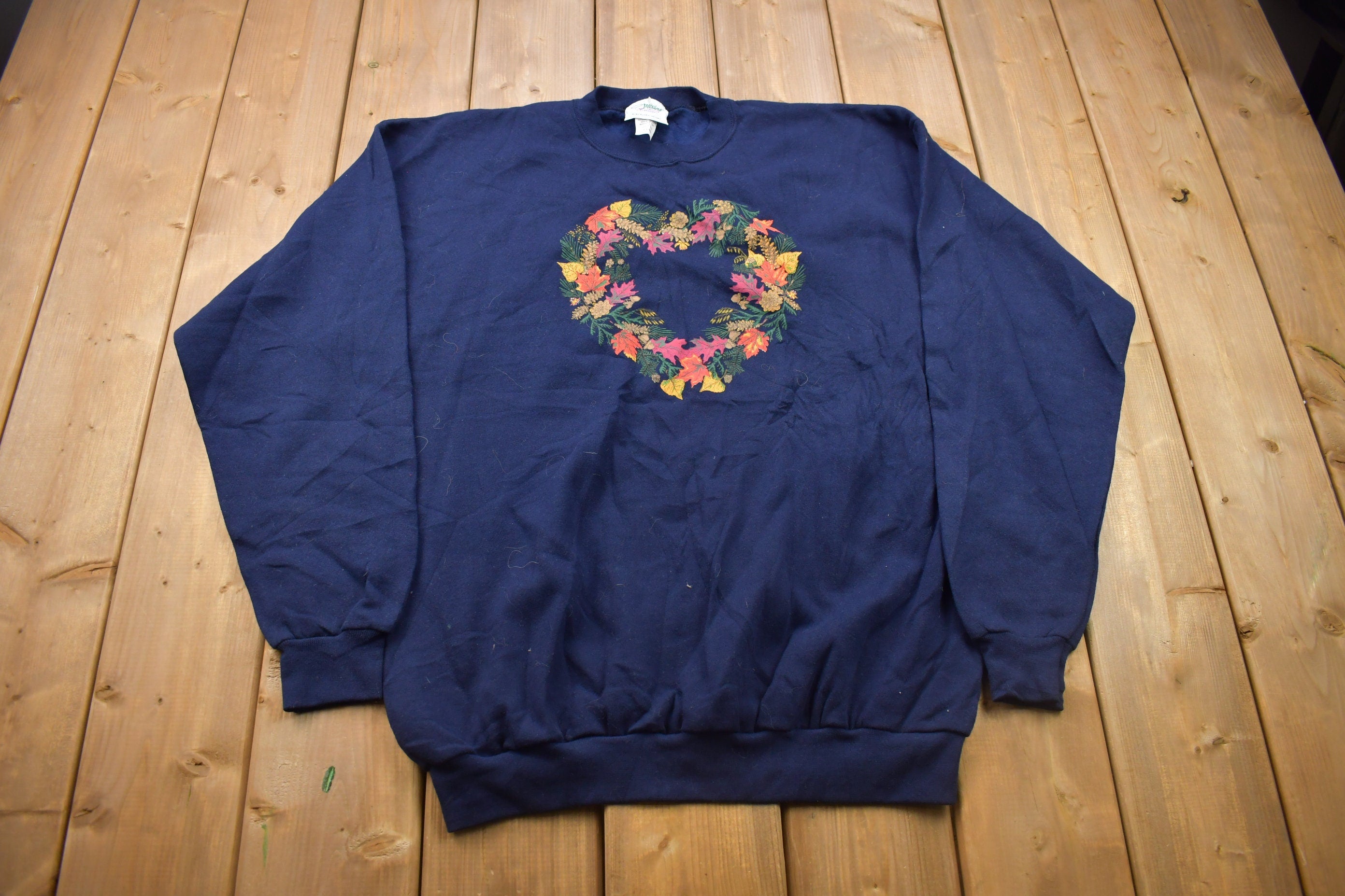 Vintage 1990s Floral Heart Crewneck Crewneck Sweatshirt