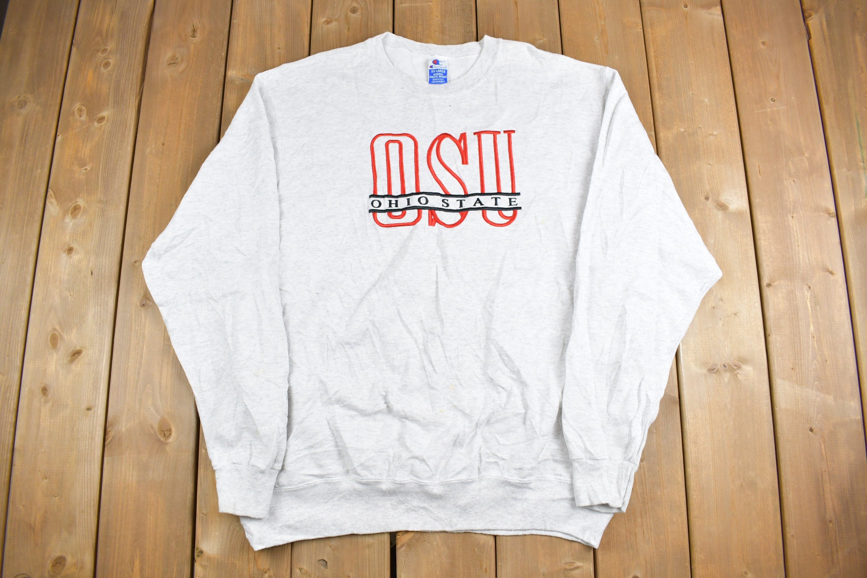 Vintage 1990s Ohio State University Collegiate Champion Crewneck / OSU / Embroidered / NCAA Sweatshirt / Sportswear / Americana