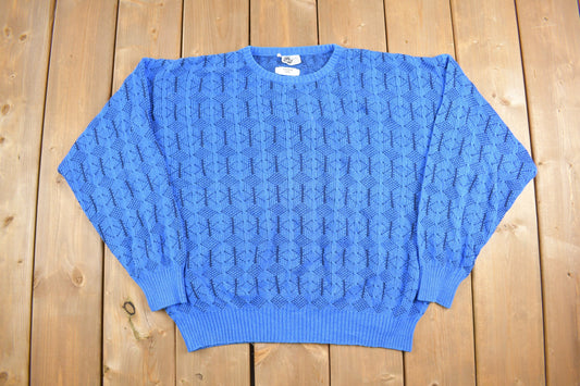 Vintage 1980s Jackstone Knit Crewneck Sweater / Vintage 80s Crewneck / All Over Pattern / Colorful / Sweatshirt / Made in Italy