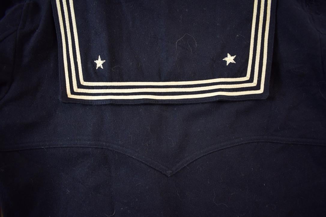 Vintage 1940s Navy Wool WW2 Pull Over Marine Unifrom Jacket