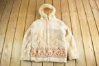 Vintage 1960s Lydia Fashions Tribal Art Fur Hooded Coat Women's M-L
