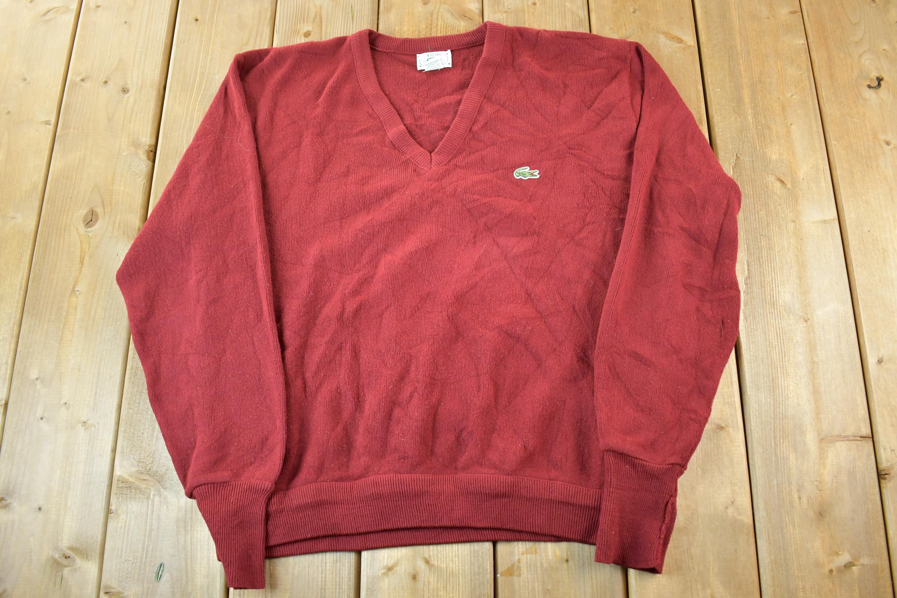 Vintage 1980s Izod Lacoste Alligator Knit Embroidered Cardigan Sweater Made In USA Women's Large