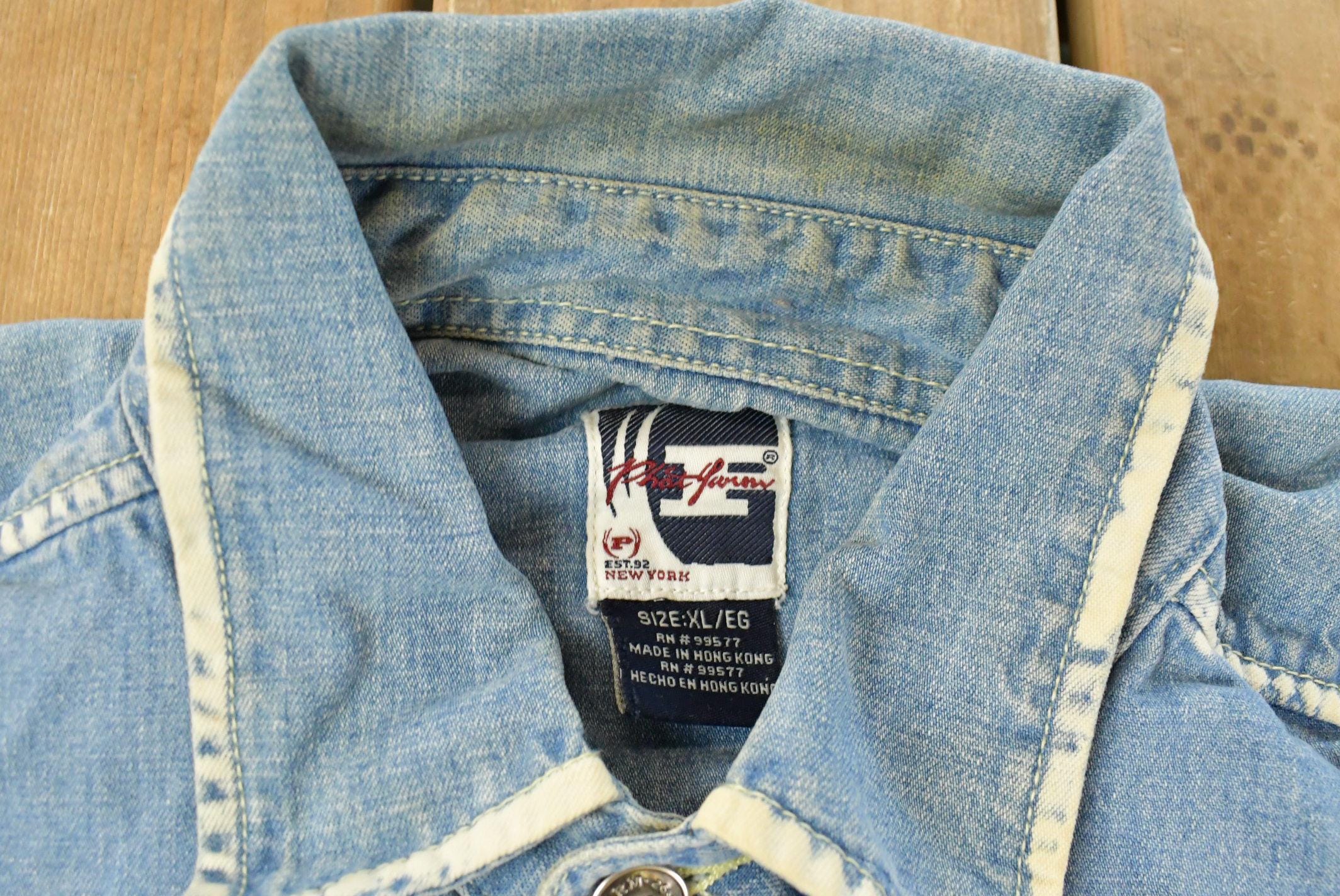 Vintage Y2K Phat Farm Denim Short Sleeve Button Up Shirt Men's XL / Vintage Hip Hop / Embroidered