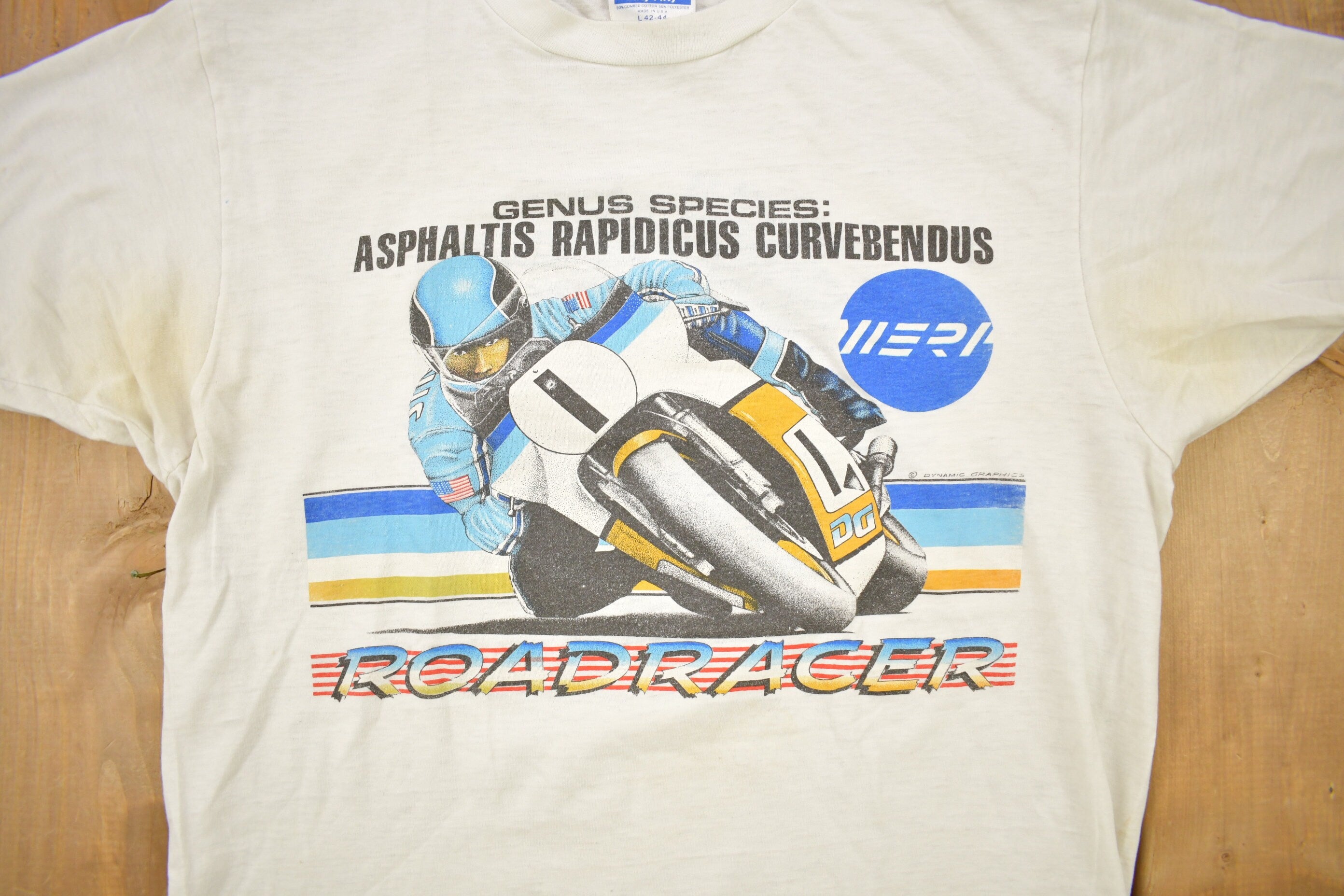 Vintage 1980s Road Racer MERI Speed Bike Graphic T Shirt